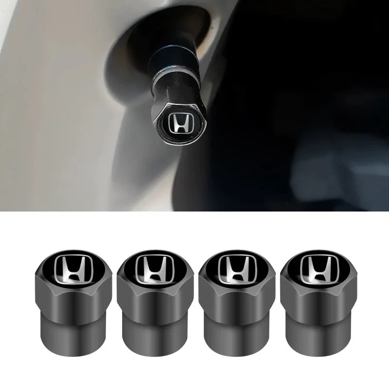 4pcs Metal Car Wheel Tire Valve Caps Stem Case Covers For  Honda Civic Accord Crider City XRV CRV HRV Inspire Fit Odyssey Envix