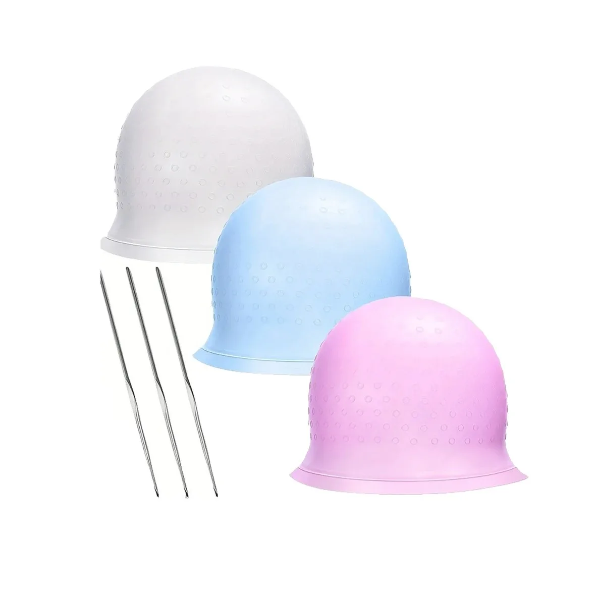 2pcs Reusable Silicone Hair Staining Cap Multicolor Hair Coloring Dye Cap with Hook Silicone Hair Coloring Cap for Home Salon