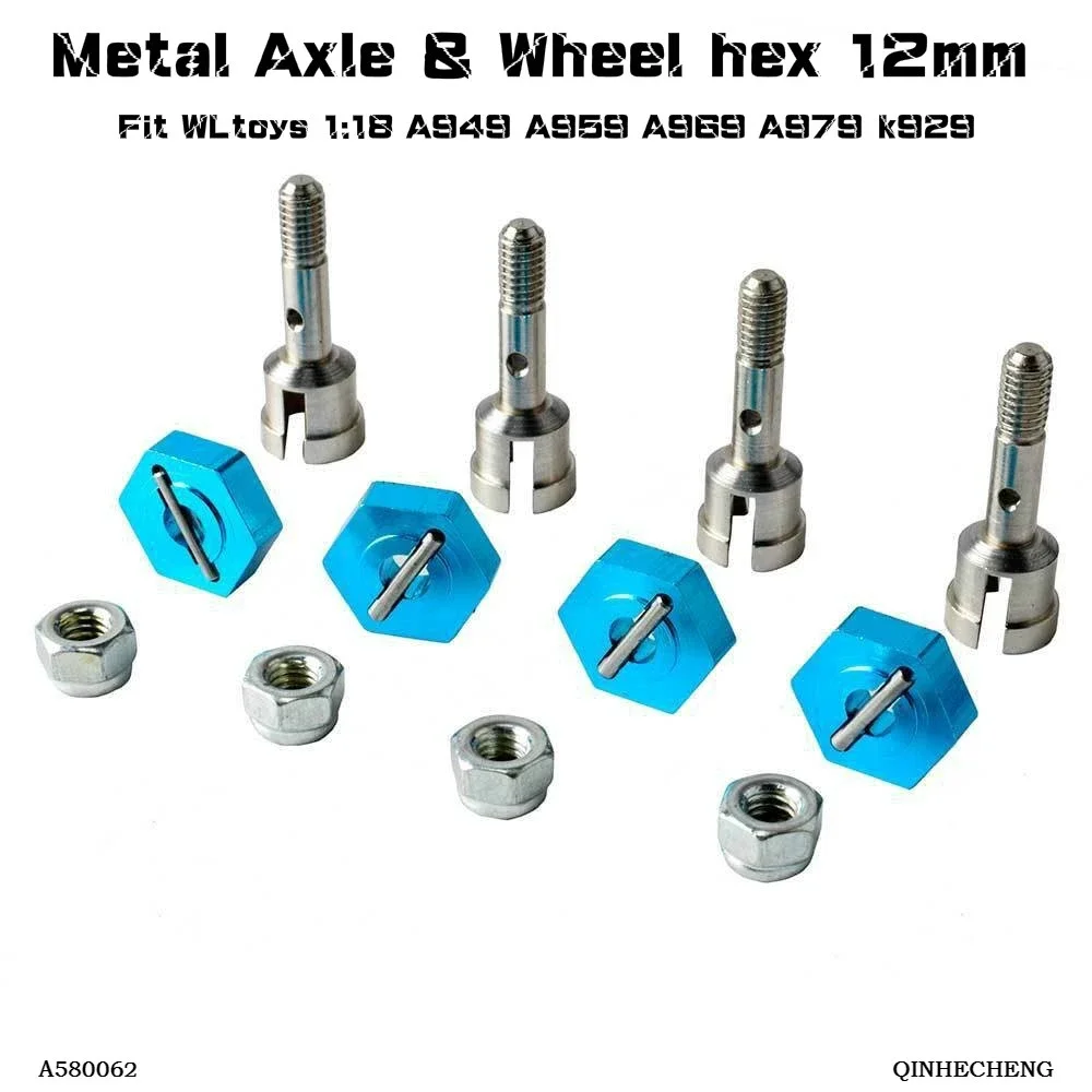 

RC A580062 Metal Axle & Wheel hex 12mm 4P Fit WLtoys 1:18 A949 A959 A969 A979 k929