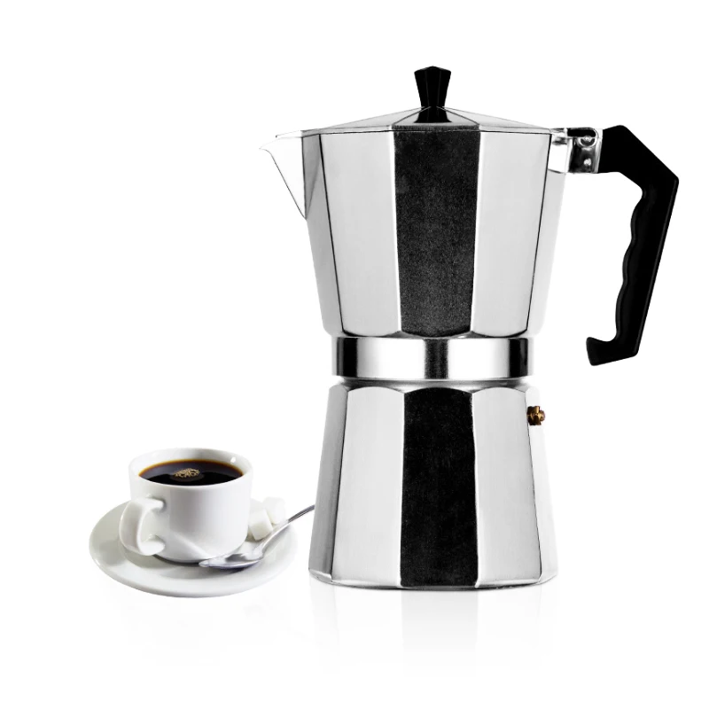 Autêntica cafeteira italiana Espresso, Moka Pot de alumínio para fogão em casa e ao ar livre, Moka Pot