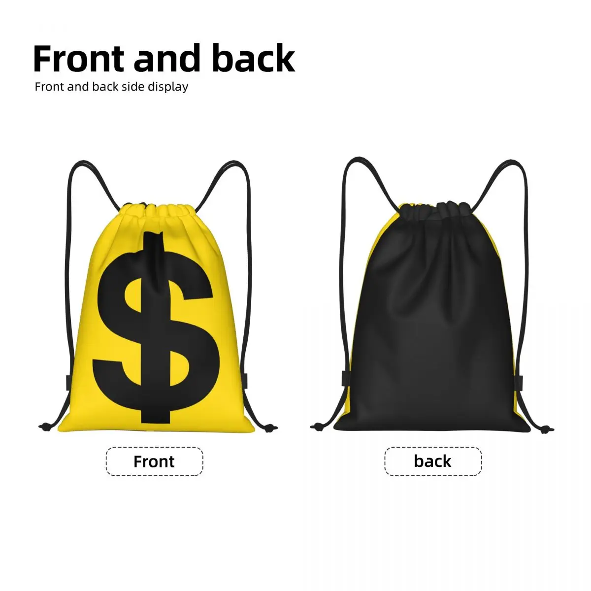 United States Dollar Logo Drawstring Backpack Women Men Gym Sport Sackpack Foldable Training Bag Sack