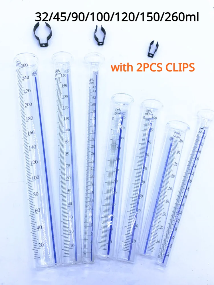 Aly 1PCS 32ml 45ml 90ml 100ml 120ml 150ml 260ml Glass Tube Cylinder Flow Meter Measuring for Diesel Test Bench