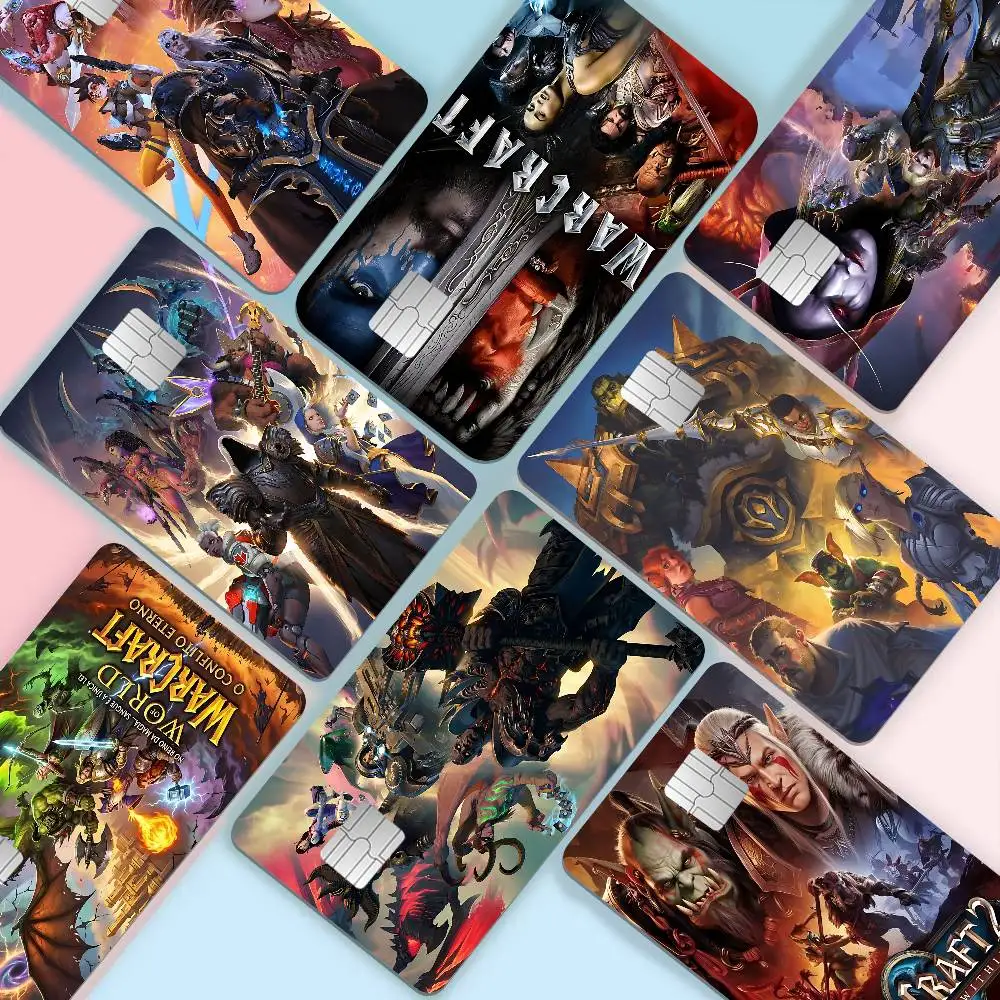 Game W-World Of W-Warcraft Anime Cartoon Bear Skin Sticker Film Tape Case For Big Credit Debit Card Front Side