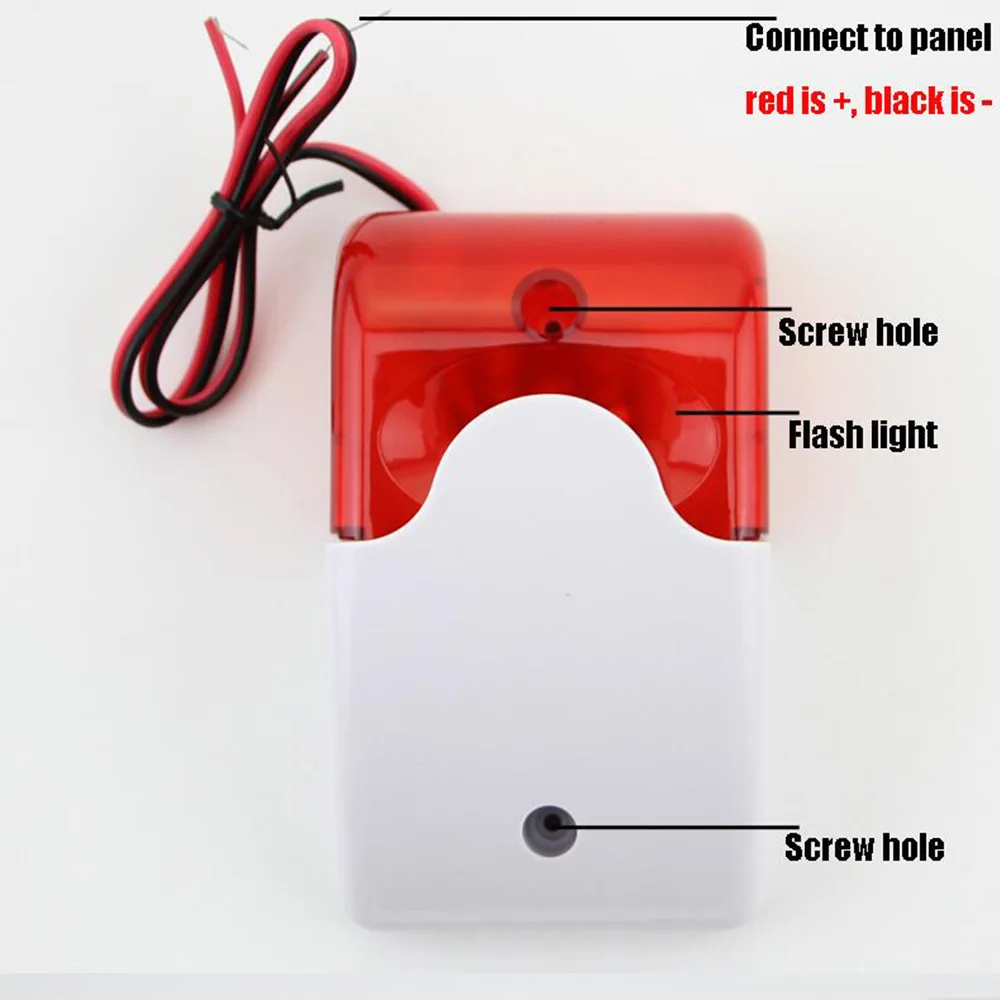 Sicurezza domestica 12V 108DB Mini sirene stroboscopiche allarme sonoro indicatore luminoso sirene di allarme cablate per sistema di allarme GSM PSTN all'ingrosso