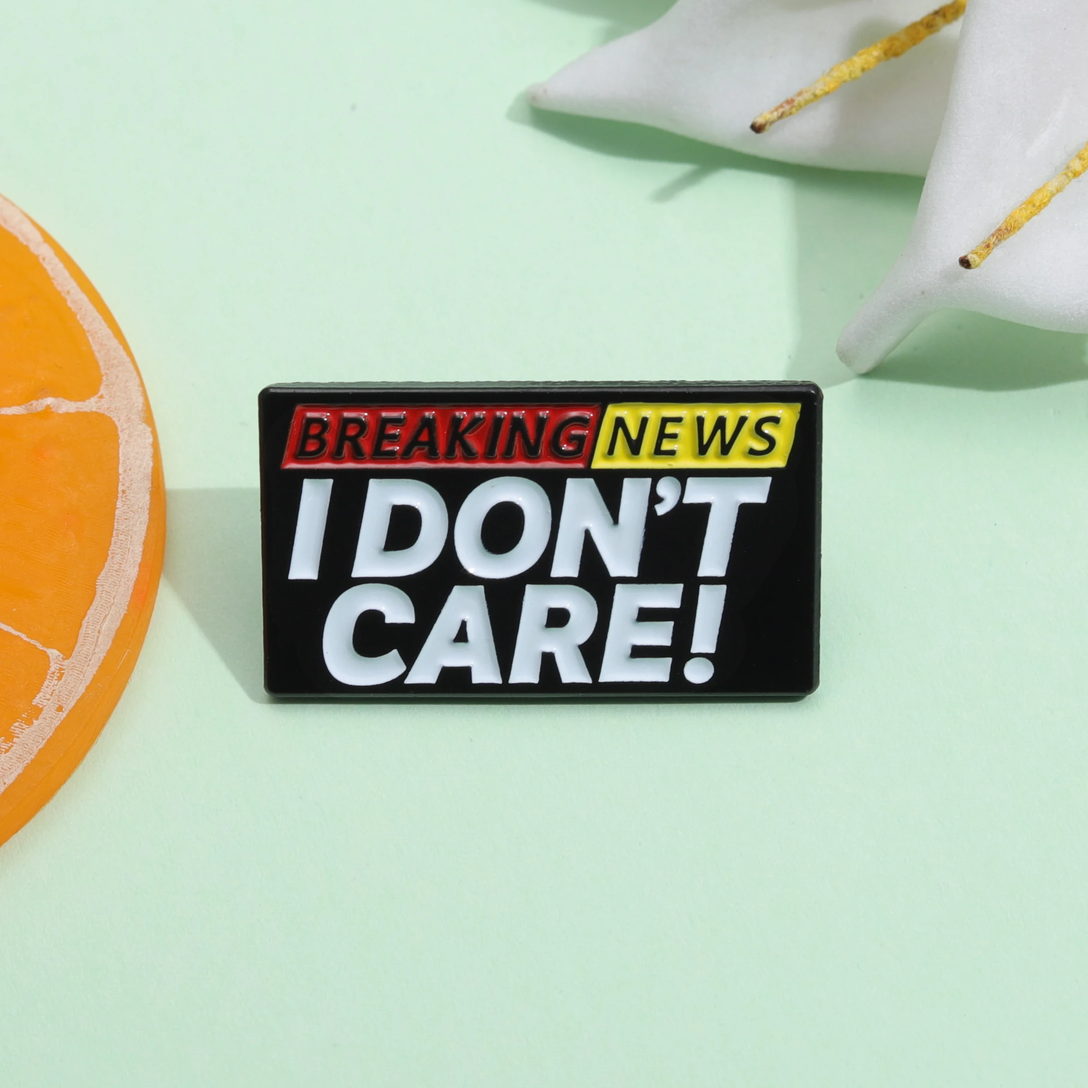 Breaking News I Don't Care Enamel Pins Funny Sarcastic Sentences Lapel Pin Decoative Brooch for Clothes Backpack Hat Jewelry