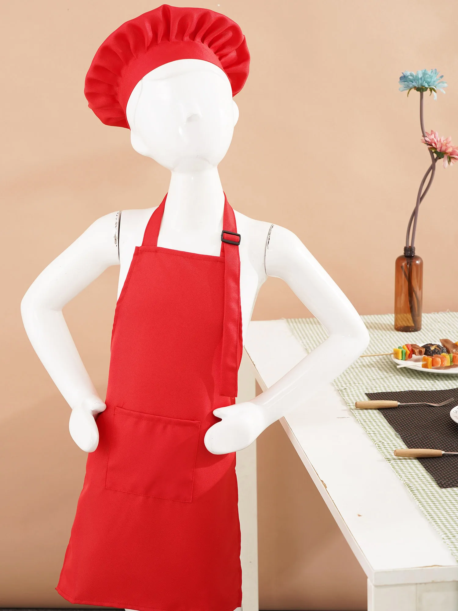 Unisex Chirdren Aprons Adjustable Apron and Chef Hat Set for Kitchen Cooking Baking Painting Training Wear Aprons Boys Girls