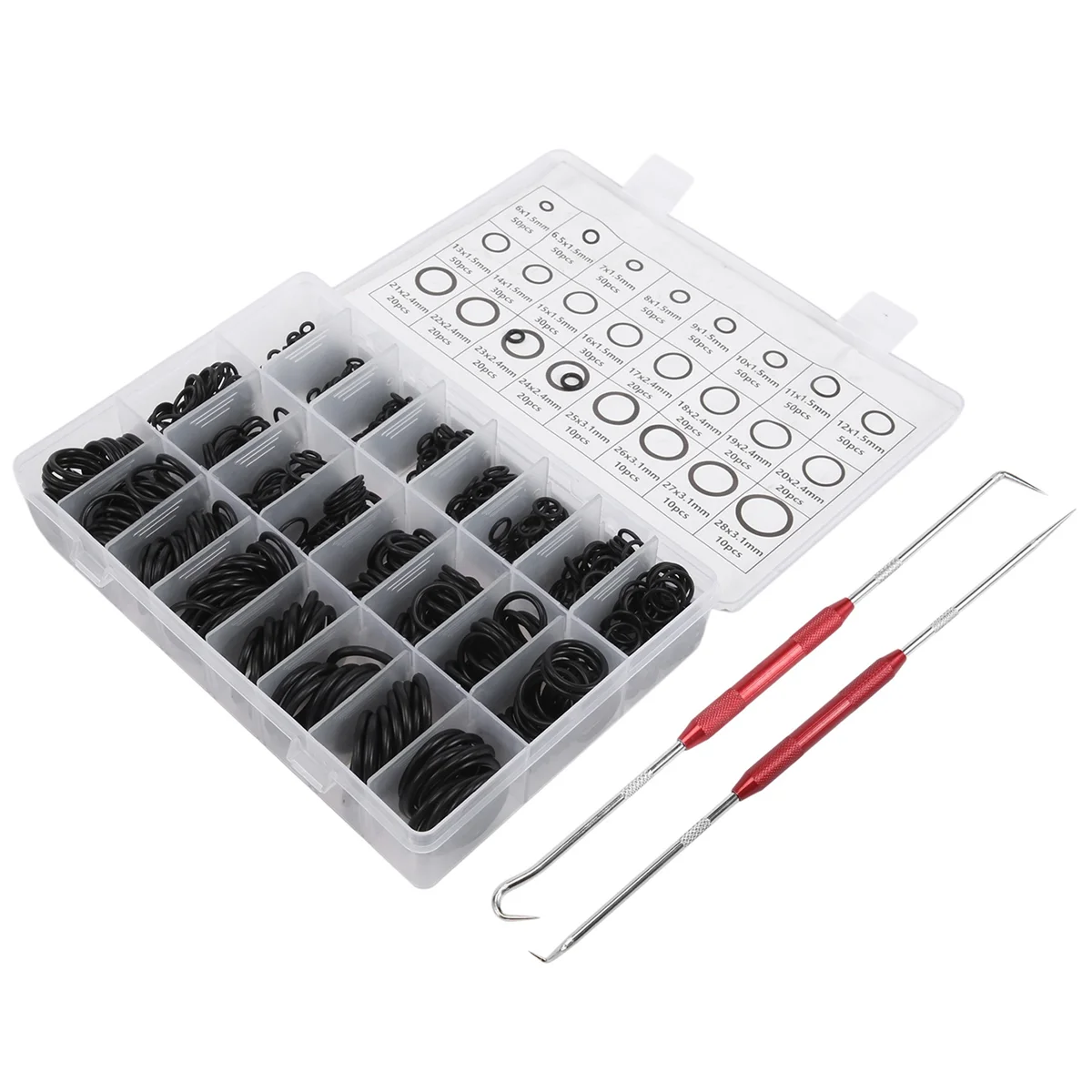 

740PCS Nitrile Rubber O Ring Set with Hook Tools NBR Seal Rings Gasket Oring Oil-Resistant Sealing O-Ring Kit