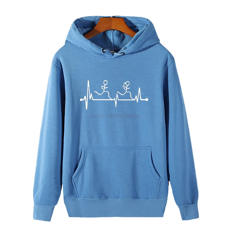 Heartbeat Runner Graphic Hooded Sweatshirts New In Hoodies & Sweatshirts Essentials Winter Thick Sweater Hoodie Male Clothes