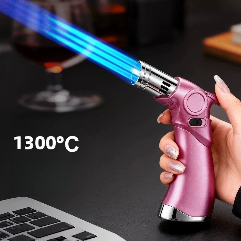 

New Metal High Flame Spray Gun Lighter Windproof Direct Flame Inflatable Cigar Barbecue Outdoor Kitchen Portable Lighter