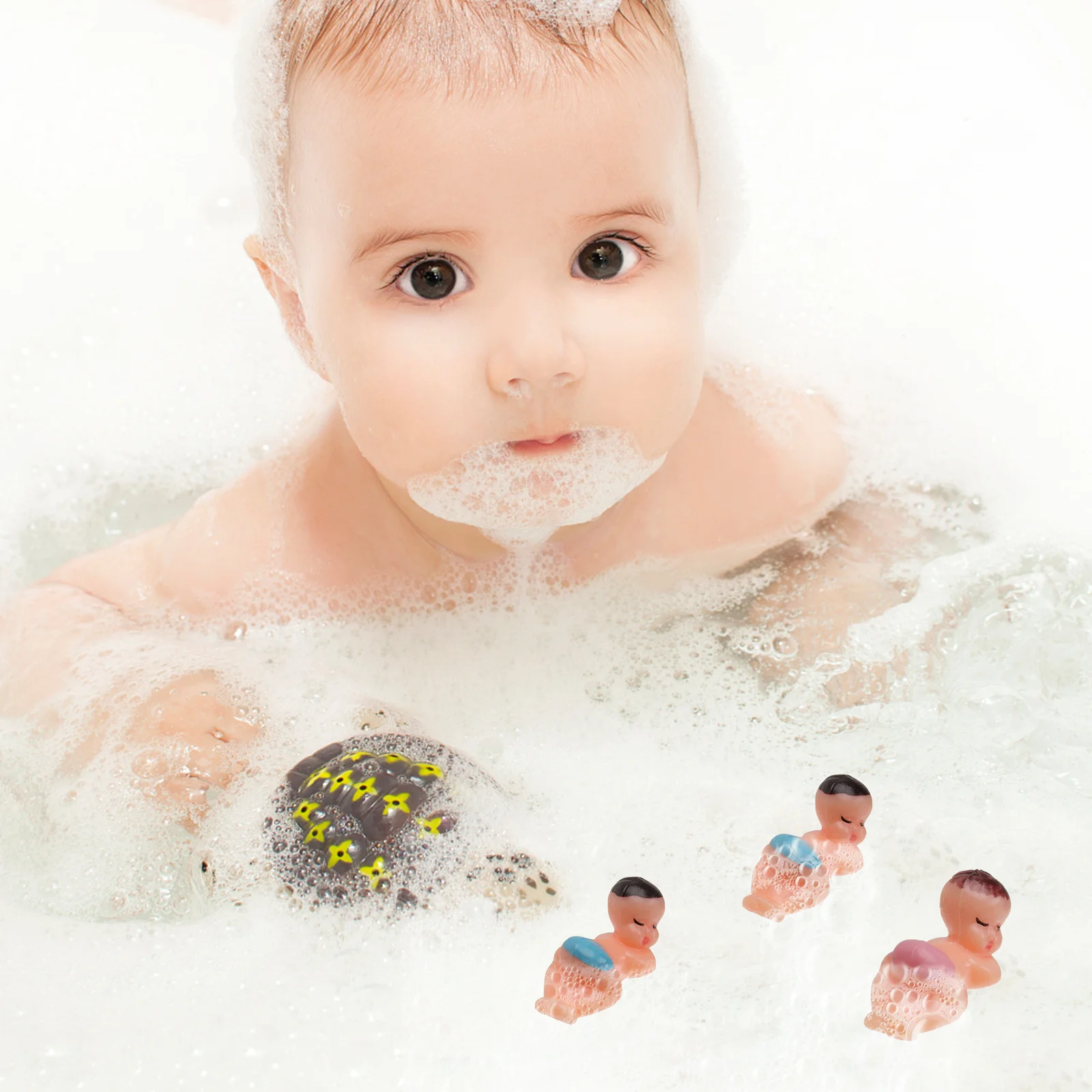 100개 아기 샤워용 플라스틱 미니 남자 모양 목욕 장난감 1.8x0.8x0.8cm 핑크 블루 벌크 세트 유아 손-눈 협응력 향상