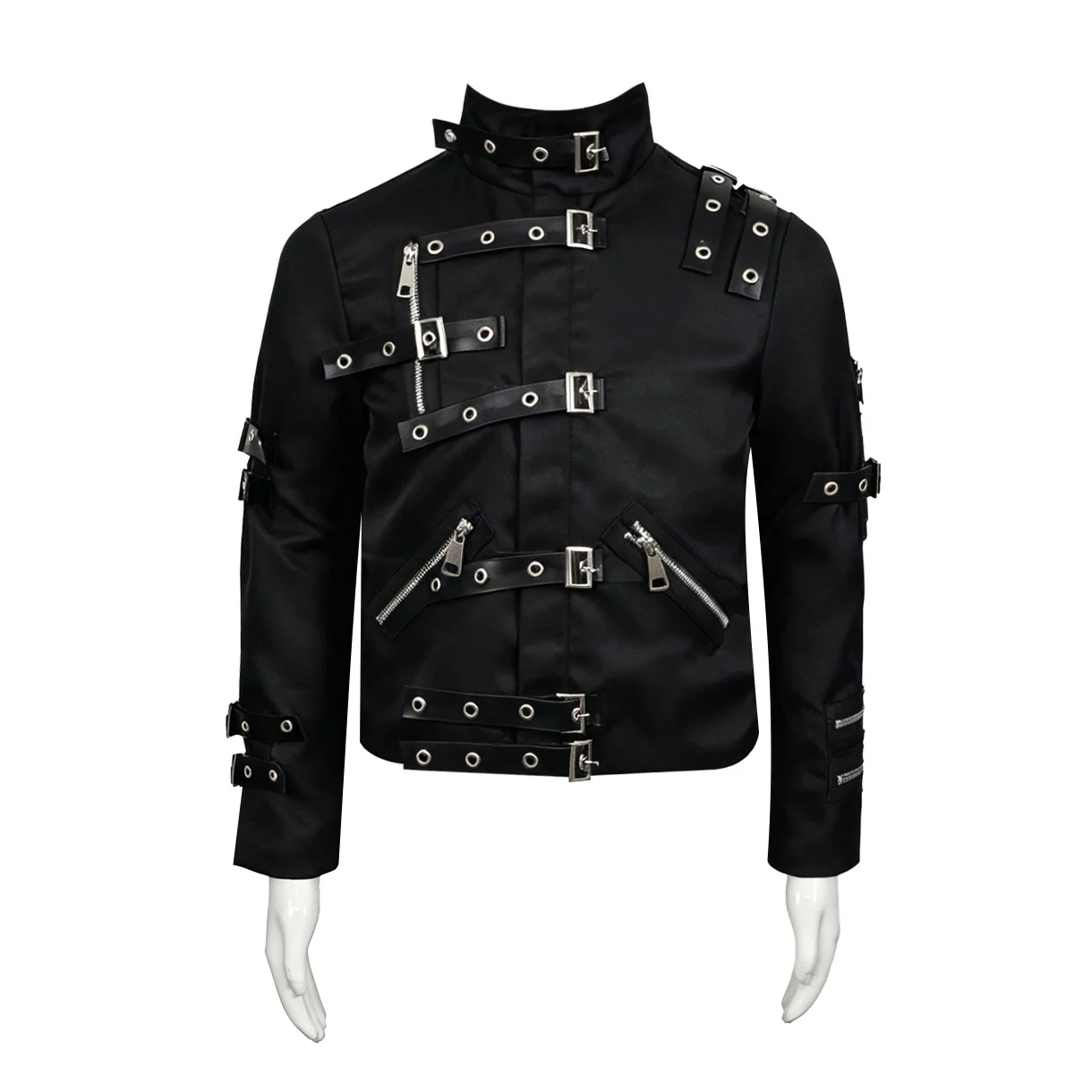Michael Jackson BAD Tour Cosplay Coat For Teen Adult Slim Fit Black Punk Stretch Cotton Jacket for Carnival Impersonator Show