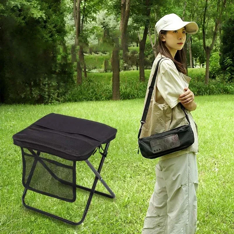 Outdoor Freizeit Camping Wandern Klapphocker im Schultertaschen-Stil Tragbare Hocker mit Aufbewahrungstasche Leicht zu Verstauen für Öffentlichen Verkehr – Detail 9