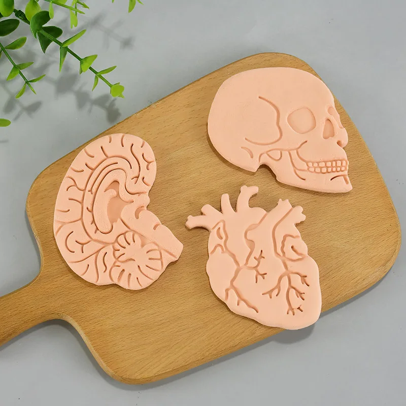 Halloween Human Organs Fondant Biscuit Molds Human Skeleton Heart Brain Shape Cake Decor Accessories Kitchen Baking Pastry Tools