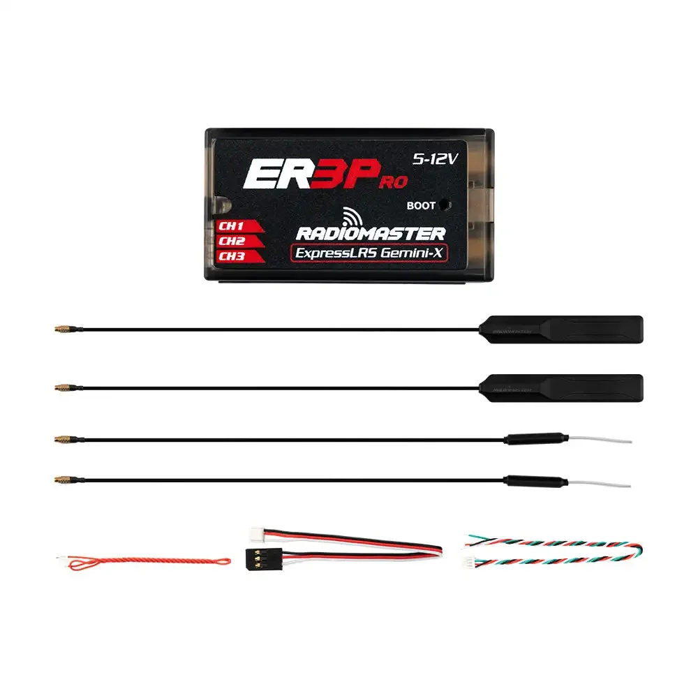 RadioMaster ER3 PRO ELRS Receiver, Dual-Band GEMINI & GEMINI-X, 3 PWM Channels, 100mW Telemetry, MMCX Antenna Connector