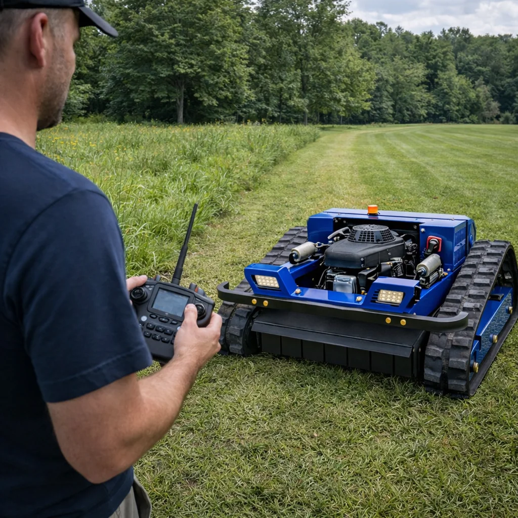 

Мини-газонокосилка с дистанционным управлением, ширина кошения 550 мм, настраиваемая, с двигателем и основными компонентами — хит продаж