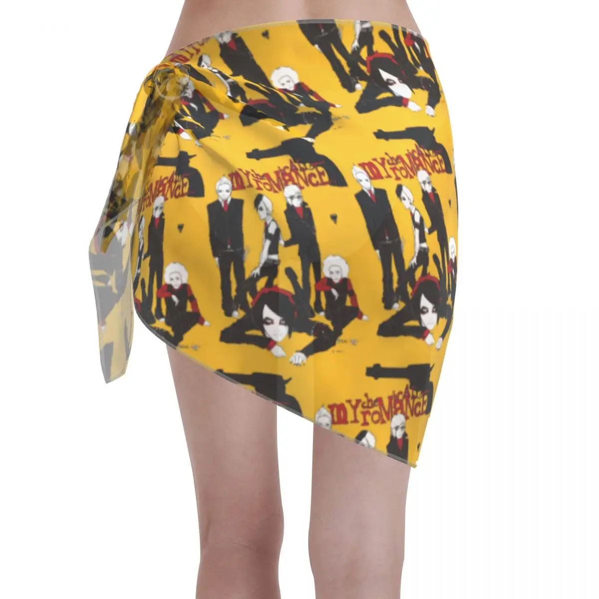 ที่กําหนดเองสําหรับชุดว่ายน้ํา My C-Chemical Romances Band ผู้หญิงสั้น Sarongs Beach Wrap ผู้หญิงชายหาดบิกินี่ Wrap Sarongs ชุดว่ายน้ํา