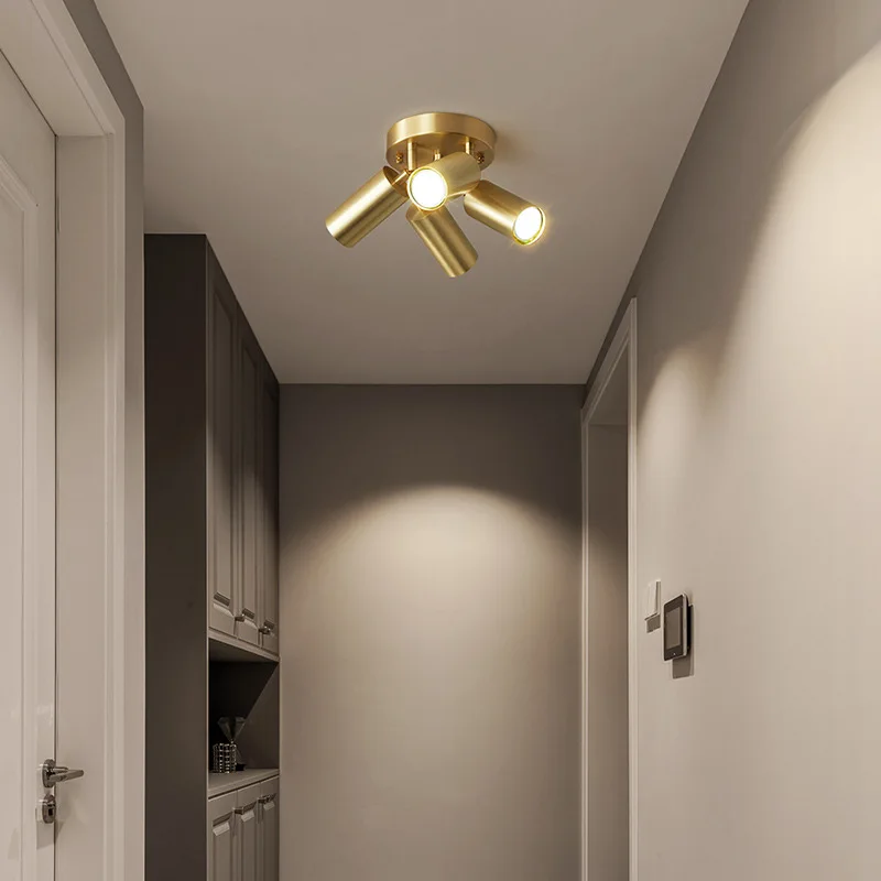 Modern and Minimalist New LED All Copper Ceiling Light for Living Room Hallway Wardrobe Lighting Fixtures