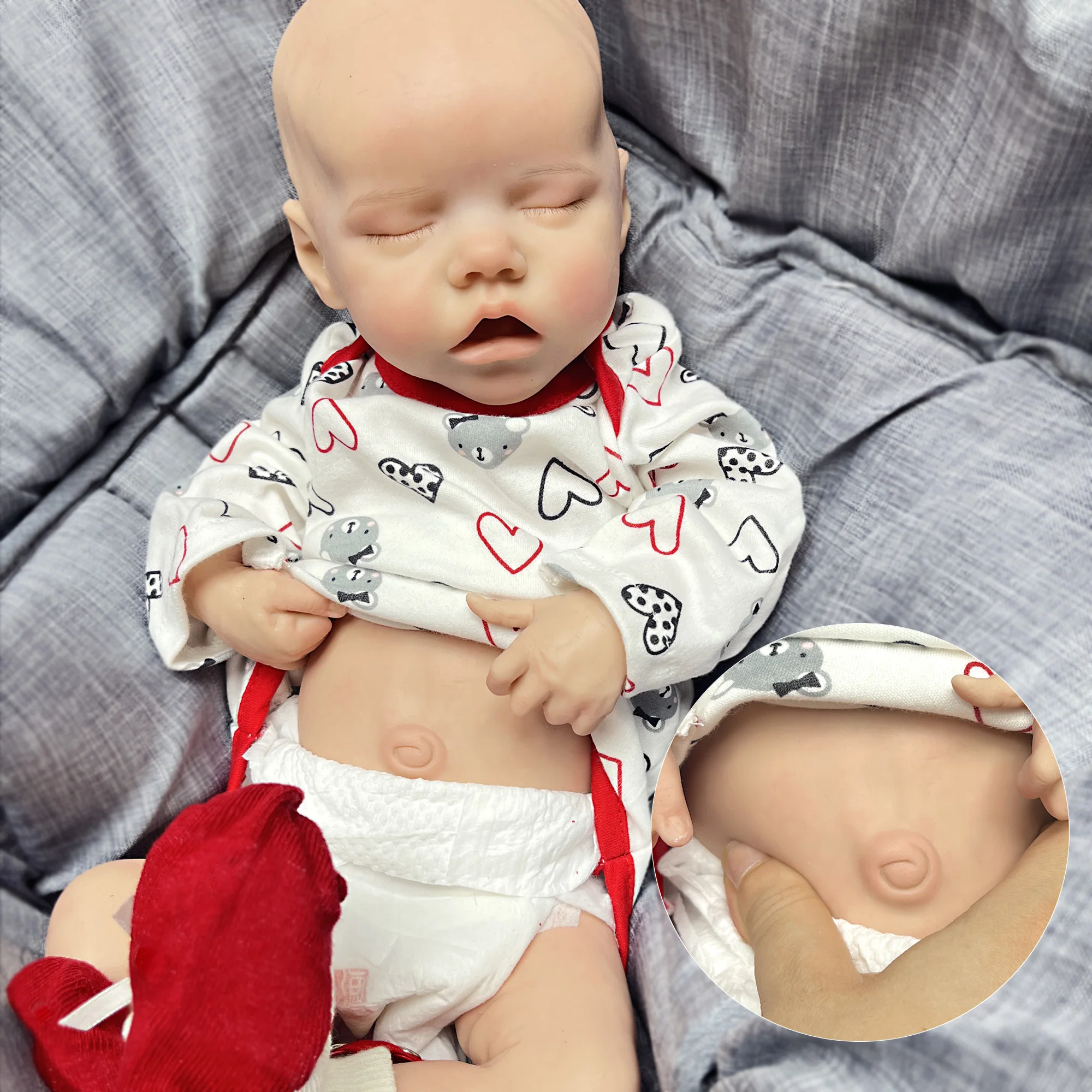 Attyi Reborn Baby Girl Doll, Full Body Solid Silicone, Handmade Painted Newborn Dolls, 18 Inch, reborn bebé de silicona