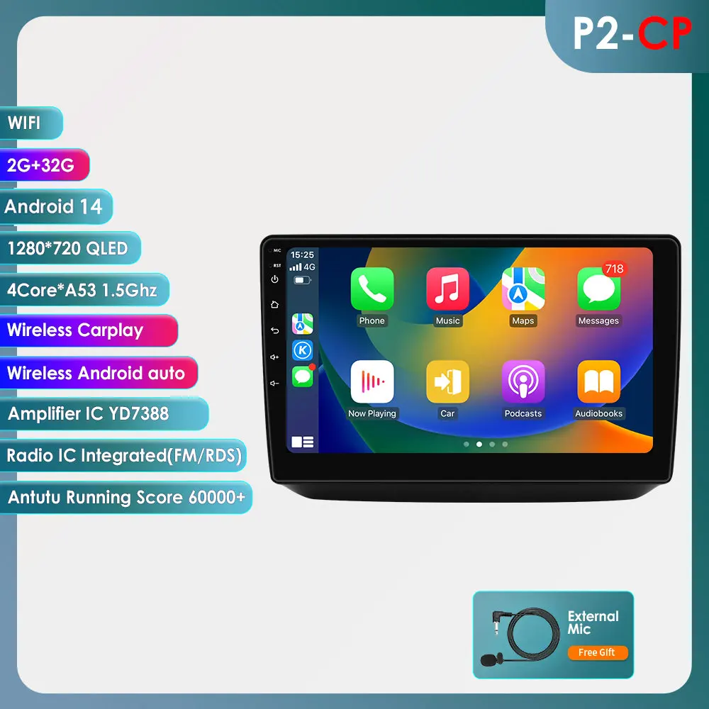 UIS7870 Android autoradio 2 Din 2K scherm voor Skoda Fabia 2 2007 - 2014 Carplay Auto AI 4G Voice GPS Multimedia speler hoofdunit