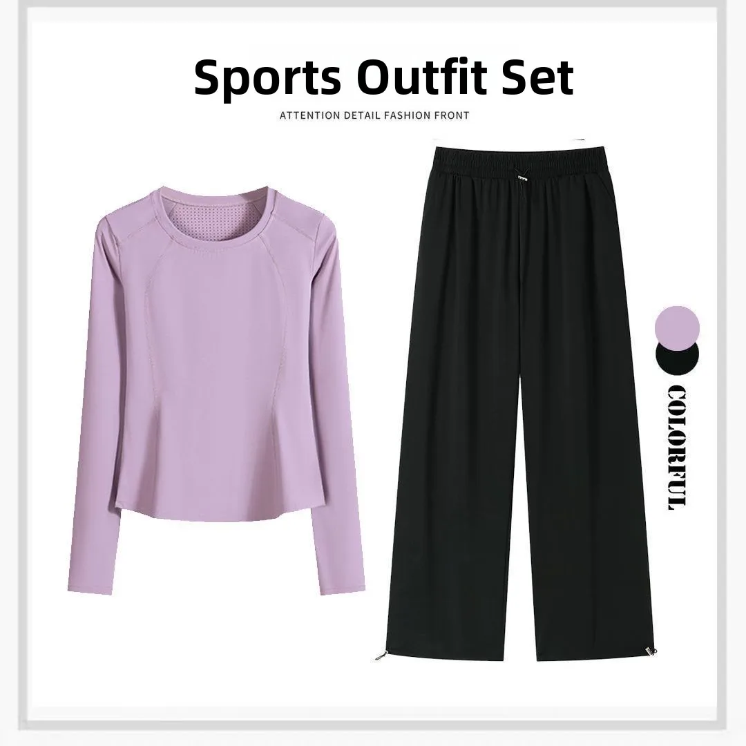 

Women's Sportswear Set Long Sleeve Running Training Clothes Basketball Sports Two-Piece Outfit Slimming Loose Fit Spring Autu...