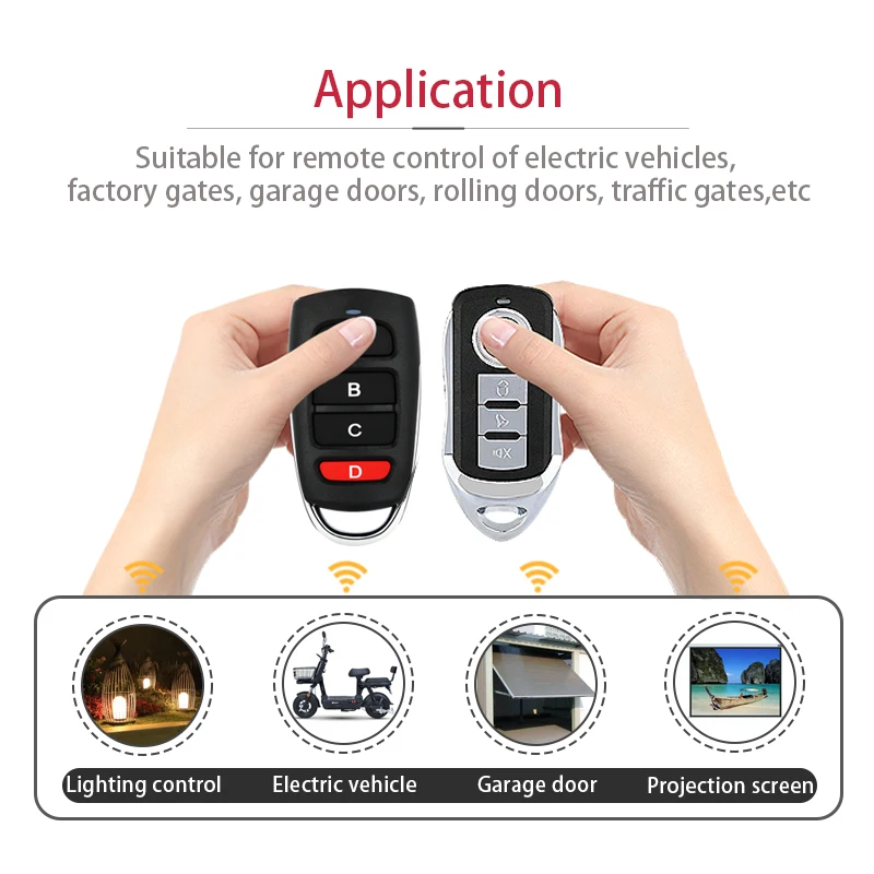 4 Buttons 433Mhz Garage Gate Door Opener Duplicator Copy Remote Controller Clone Cloning Code for Auto Light Curtain control