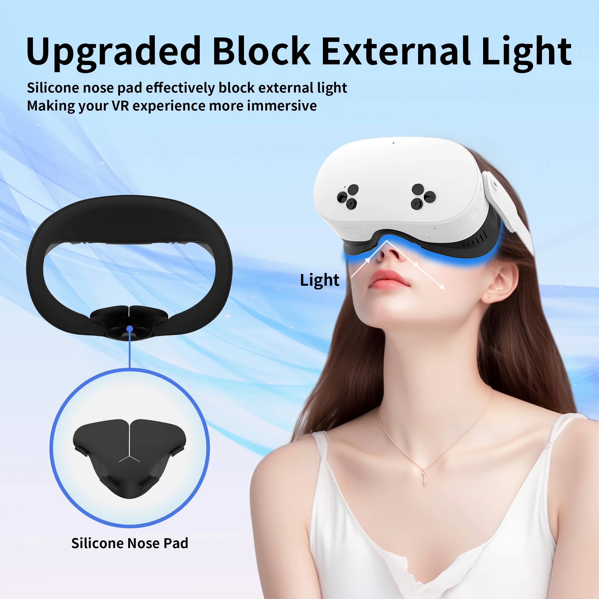 HIbloks Gesichtsbedeckungspad, Gesichtsschnittstelle für Meta Oculus Quest 3S, weiches PU-Lederpolster und Gesichtsbedeckung aus Eisseide-Baumwolle für Quest 3S – Detail 3