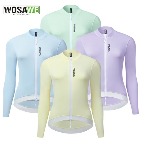 Imagen 1 del producto WOSAWE, camiseta de manga larga para mujer, camiseta de ciclismo MTB, ropa de ciclismo, camisetas ajustadas para montar en bicicleta de carretera, ropa UPF 50+ Tops