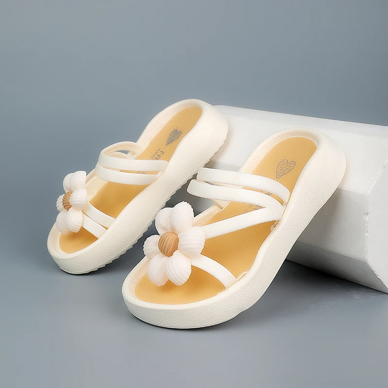 

Girls' Slippers Summer New 2025 Anti Slip Soft Bottom Princess Style Small Fresh Flower Dual-use Flat Sandals Kids Shoes