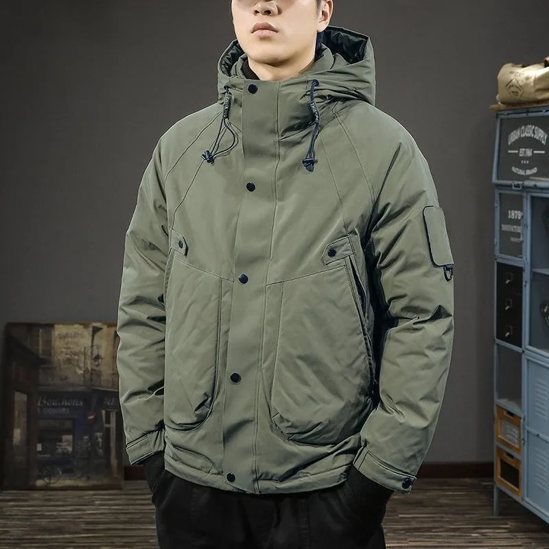 Winter Outdoor Windproof Hooded Workwear Down Jackets Men's Mountaineering and Skiing Sports Windbreakers Thick Outerwear Trend