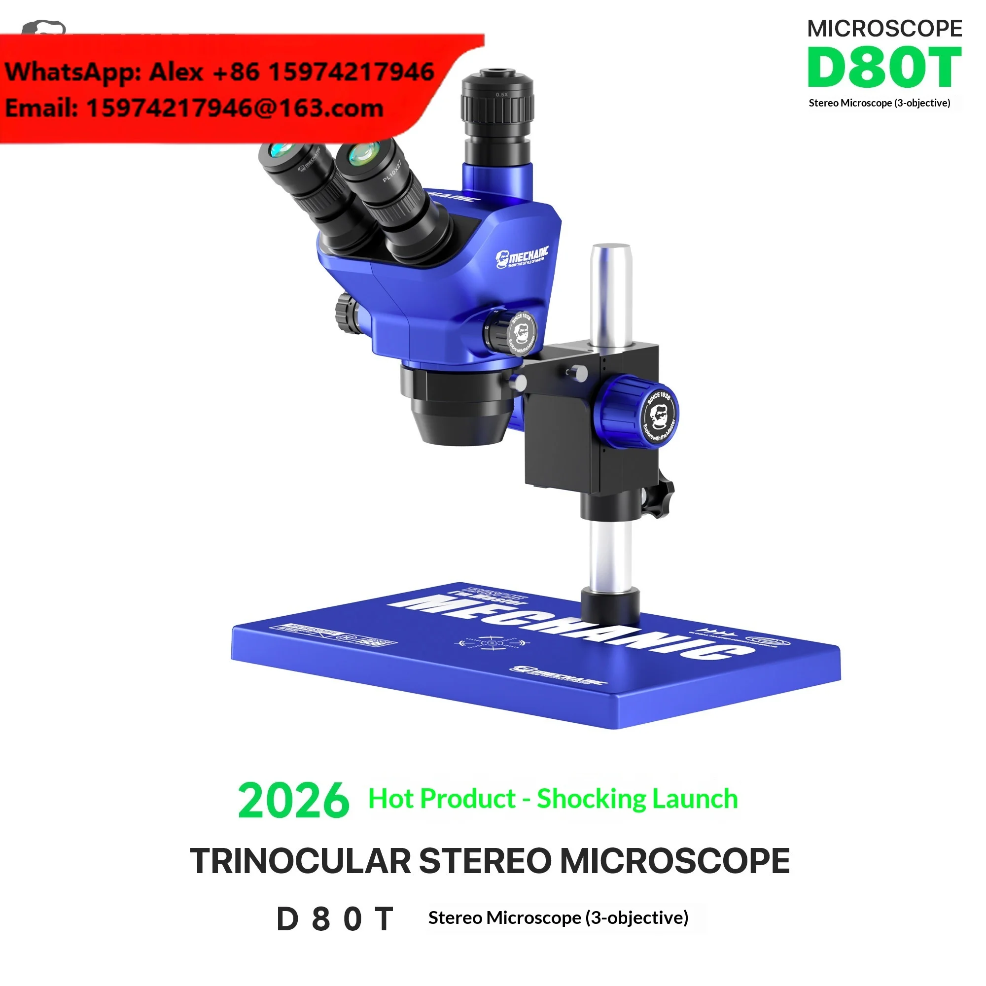 MECHANIC D80T 8-80X Trinocular Stereo Microscope For Mobile Phone PCB Soldering Repair Tool Precision Electron Microscope