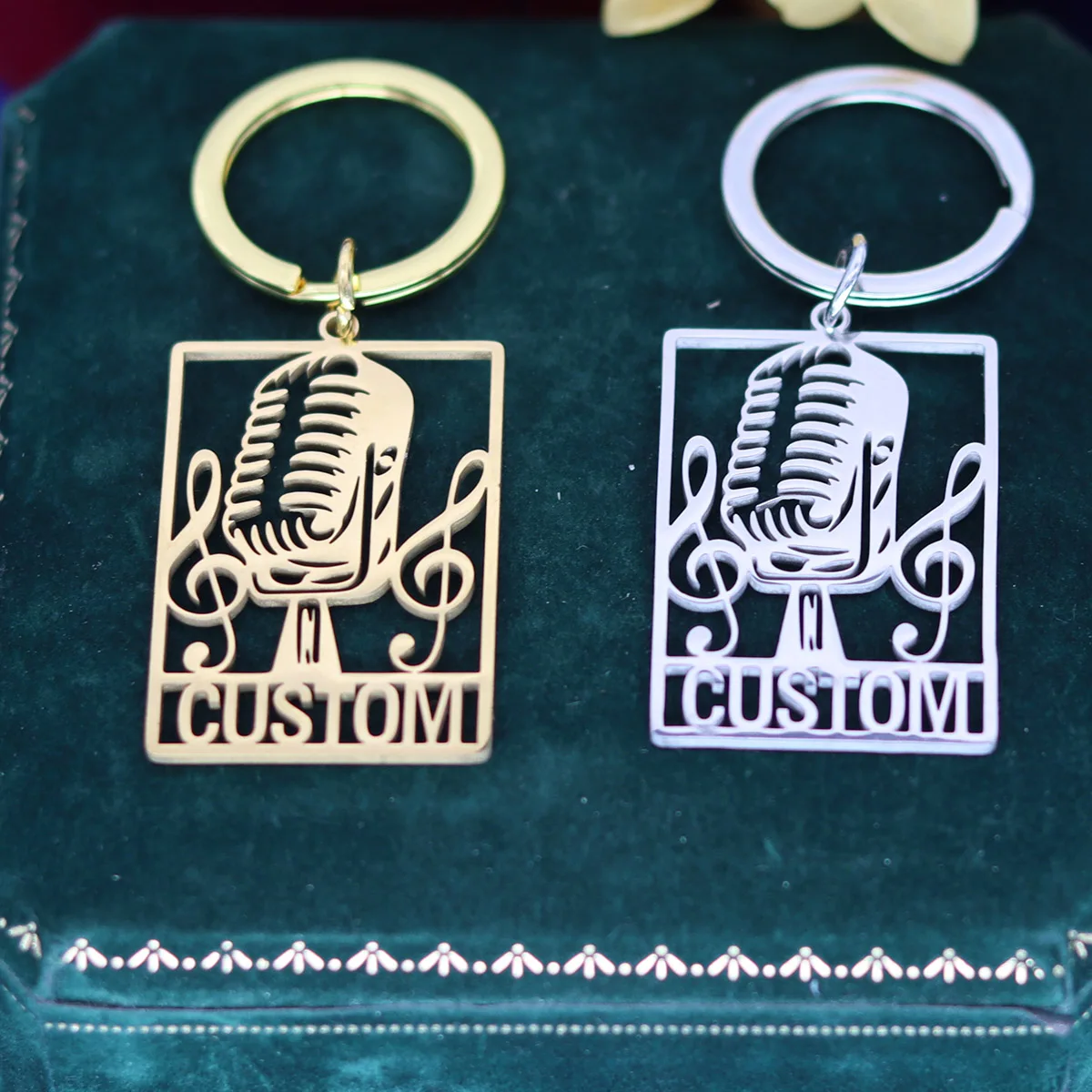 

Custom Name Music Keychain Personalized Stainless Steel Pendant Keychains For Women Men Keyring Customized Jewelry Gifts