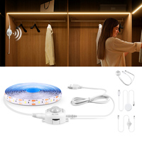 USB 5V Human Body Induction LED Strip COB/2835SMD Penetrate Wood Panel Induction Switch/Motion Sensor/PIR Sensing,Night Lighting