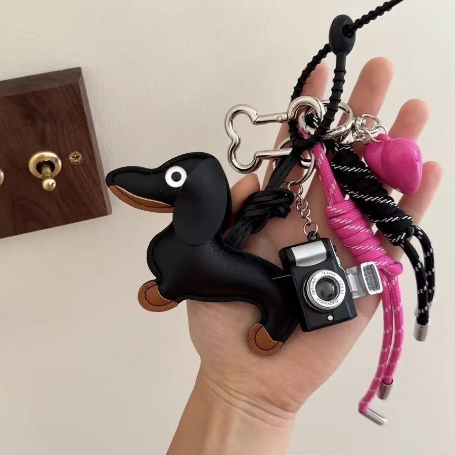 Dachshund Keychain Leather Bag Strap Design Ins Personalized Car Keychain Bag Pendant Miu Purse Sac A Main Femme Handbag Strap