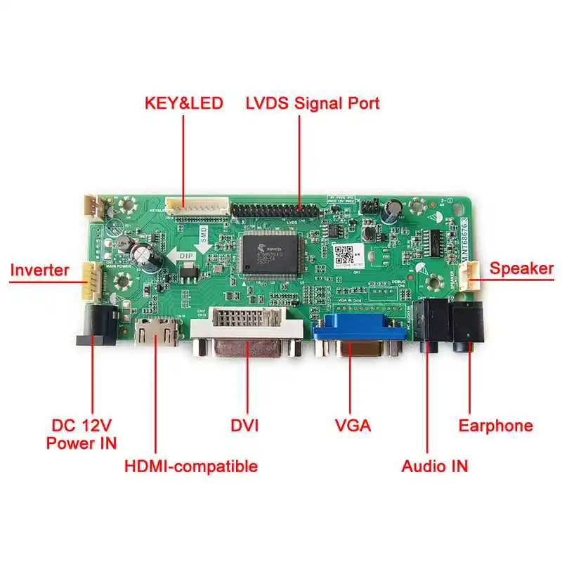 Imagem -02 - para B133ew01 Ltn133at07 Ltn133at08 Placa de Controlador de Tela do Portátil 1-ccfl 13.3 Hdmi-compatível Vga Dvi Kit Lvds 20 Pinos 1280*800