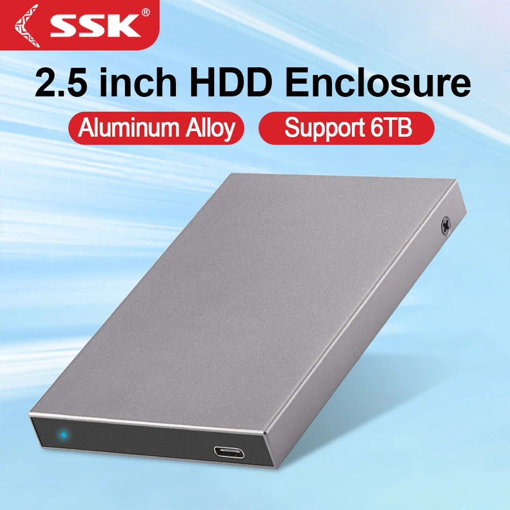 SSK 2,5-дюймовый внешний жесткий чехол Type-C к SATA Алюминиевый внешний ящик для хранения Адаптер жесткого диска SATA HDD SSD для компьютерных аксессуаров