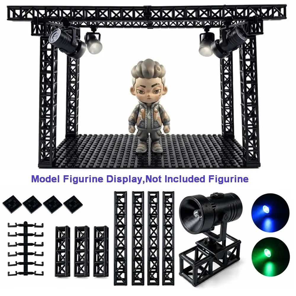 Colorful Spotlight Model Figurine Display Assembly Kit Black Framework Building Block Stage Display Base Accessory