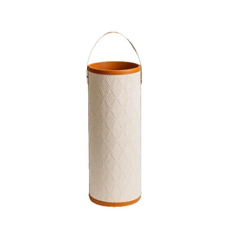 White pearl relief outer seam leather storage umbrella bucket