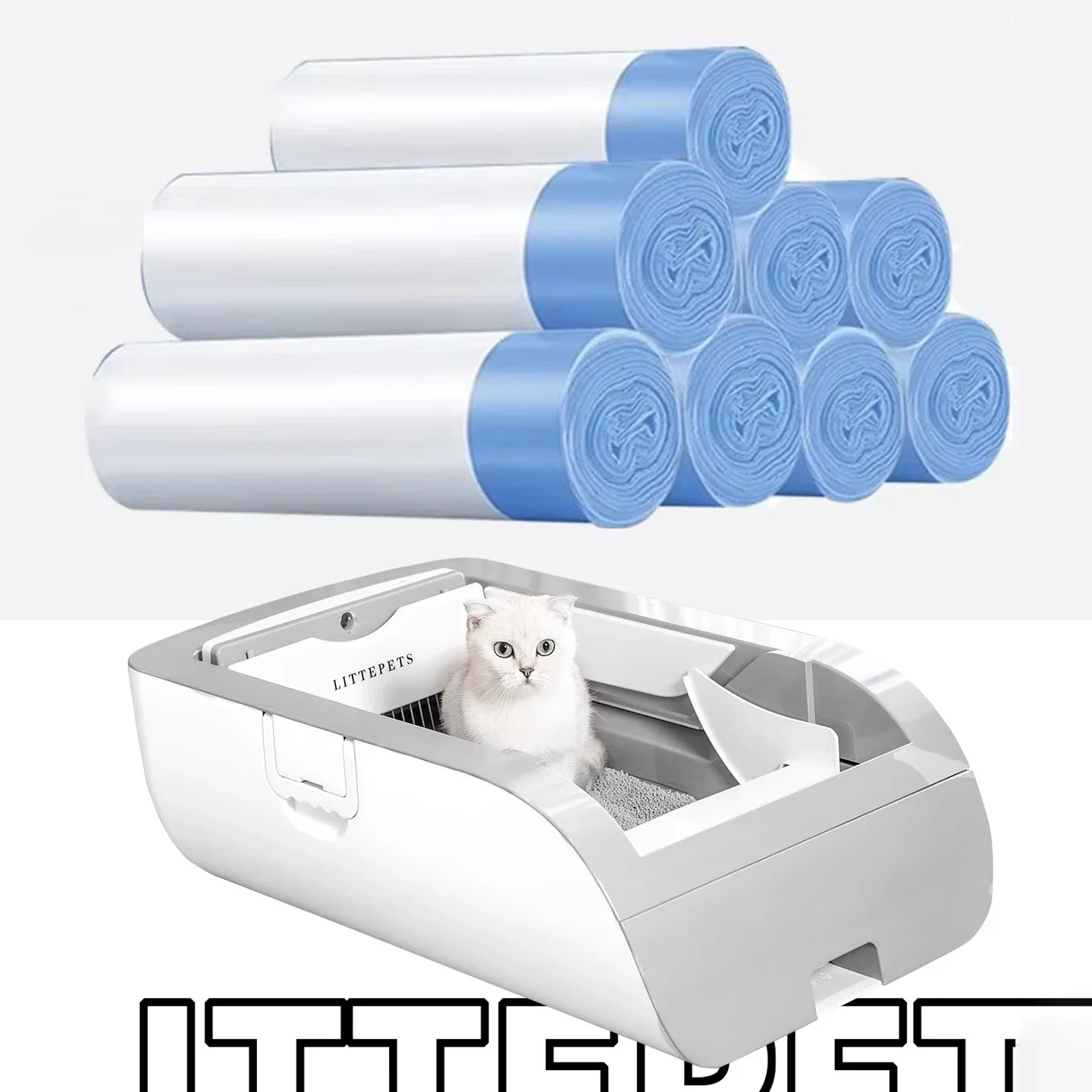 LITTEPETS Fully Automatic Cat Litter Box Special Garbage Bag 8 Rolls 160 PCS Cat Sandbox Storage Garbage Bag Pet Products