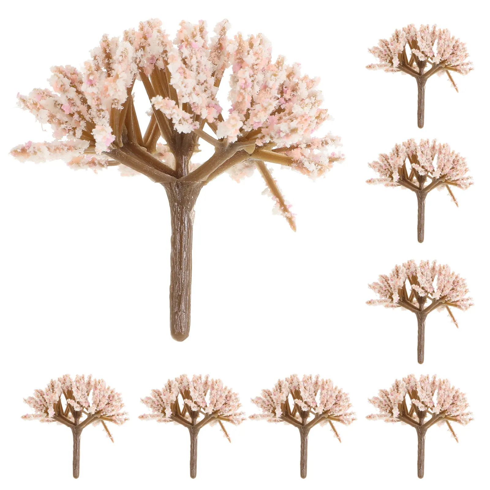 20Pcs Mini Cherry Blossom Trees Realistic Artificial Flowers for Miniature Garden Landscape Scenery Home Decor Simulation