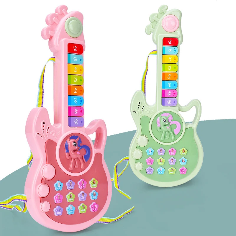 Children's Cartoon Multifunctional Music Guitar With Light Music Boys And Girls Enlightenment Musical Instrument Puzzle Toys