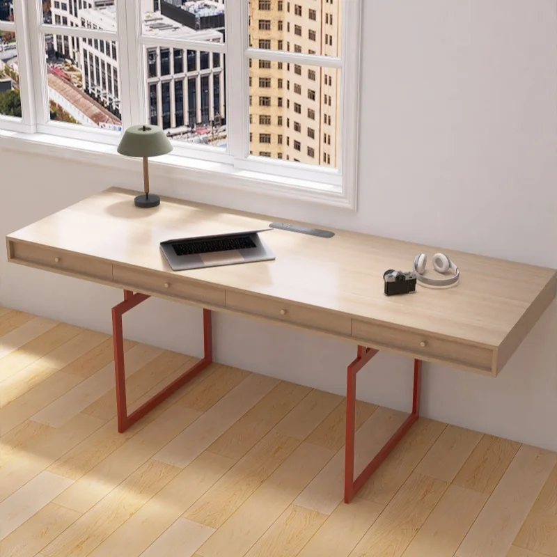 

Minimalist white study desk with storage, writing desk, home desk