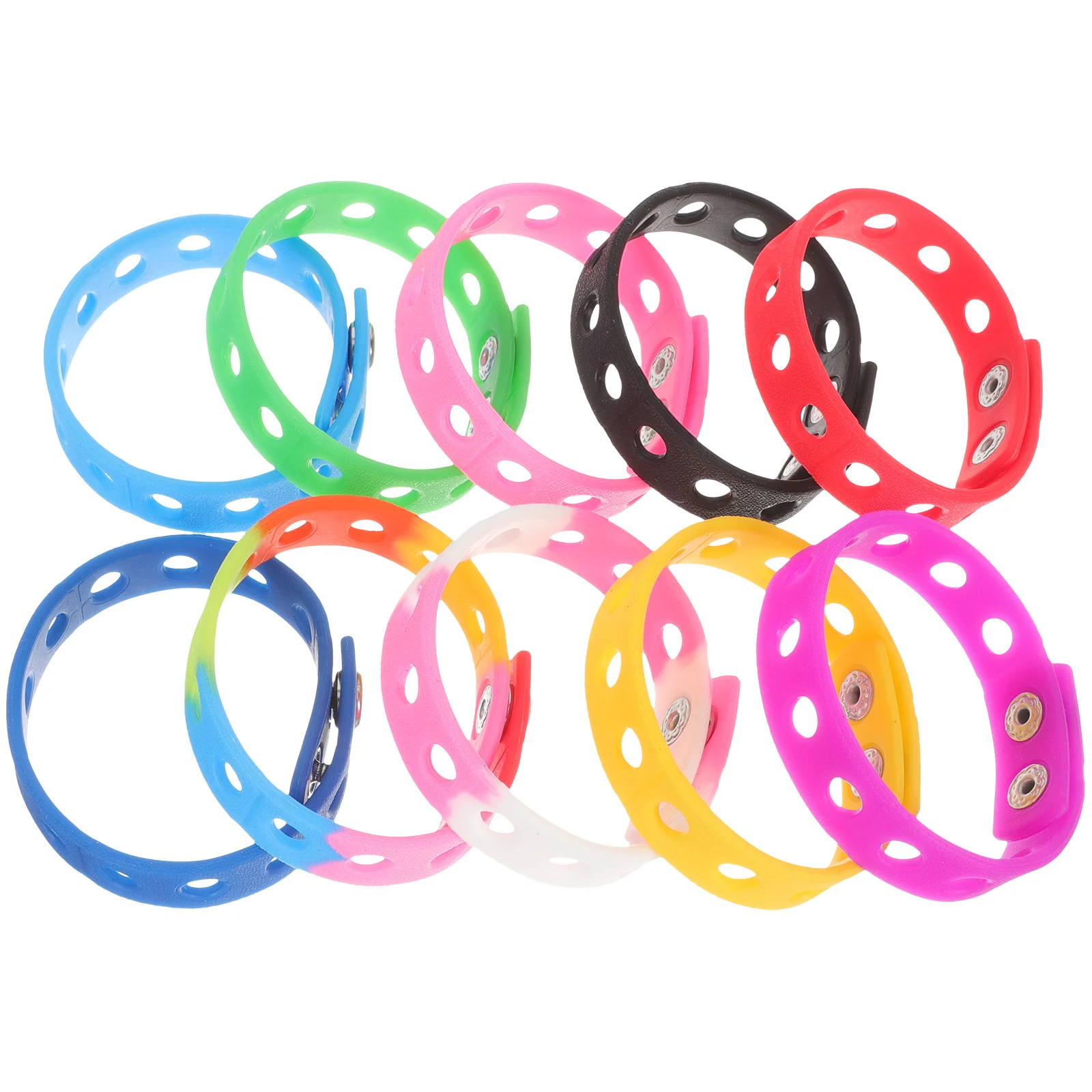 

10Pcs Silicone Wrist Bands DIY Adjustable Bracelets Bright Colors Attract Attention Durable Material Great Party Favors