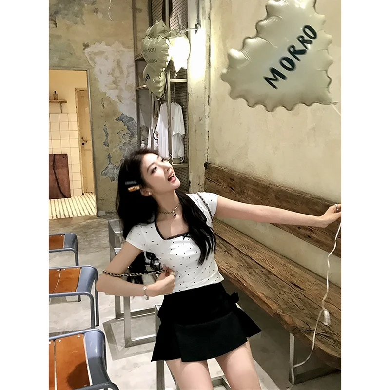 

Летний женский костюм с юбкой А-силуэта с завышенной талией, модный дизайн с узлом, короткая юбка, сексуальная юбка средней длины для девушек