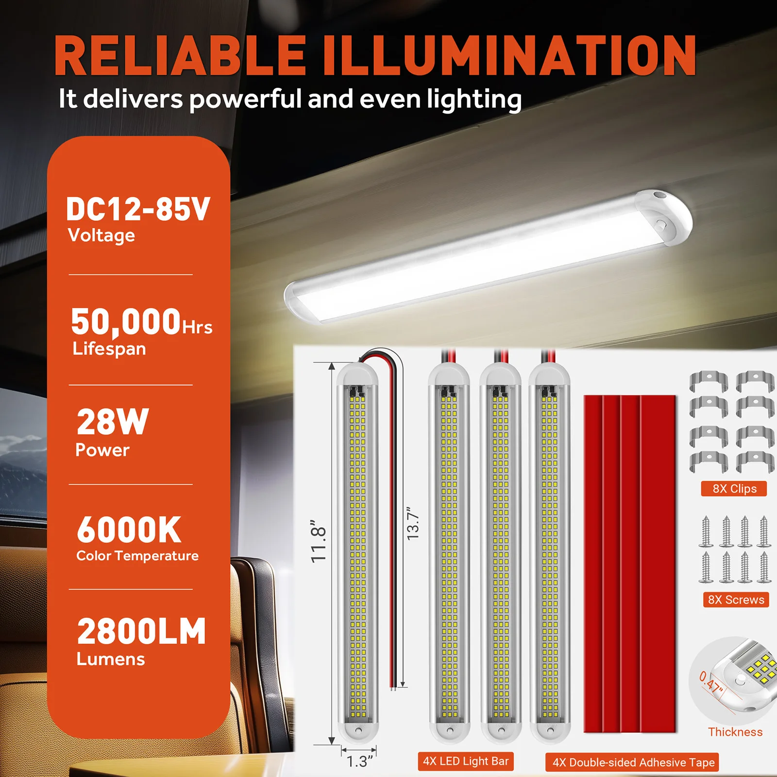 

MICTUNING 4 шт. 12 В-58 В 28 Вт светодиодная внутренняя панель 120 светодиодная лента багажника лампа для прицепа автомобиля RV фургон грузовик грузовик кемпер караван