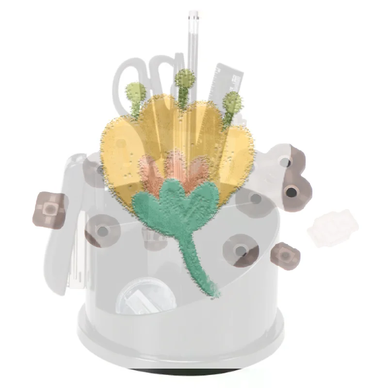 Black Rotatable Pen Holder Pencil Container Desktop Storage Cosmetic Brush Organizer For Home Office Plastic Pen Pot Kids Adults