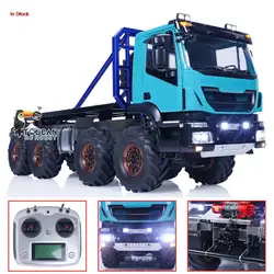 1/14 RC Crawler Rock Car 8x8 Lights Sounds Climbing Vehicle Remoted Flatbed Truck Painted Assembled Toys Model for Boys TH23197