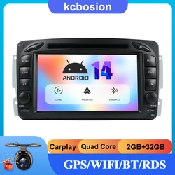 Radio con GPS para coche, reproductor Multimedia estéreo con Android 14, DVD, USB, DSP y Carplay, para Mercedes Benz CLK W209 W203 W463