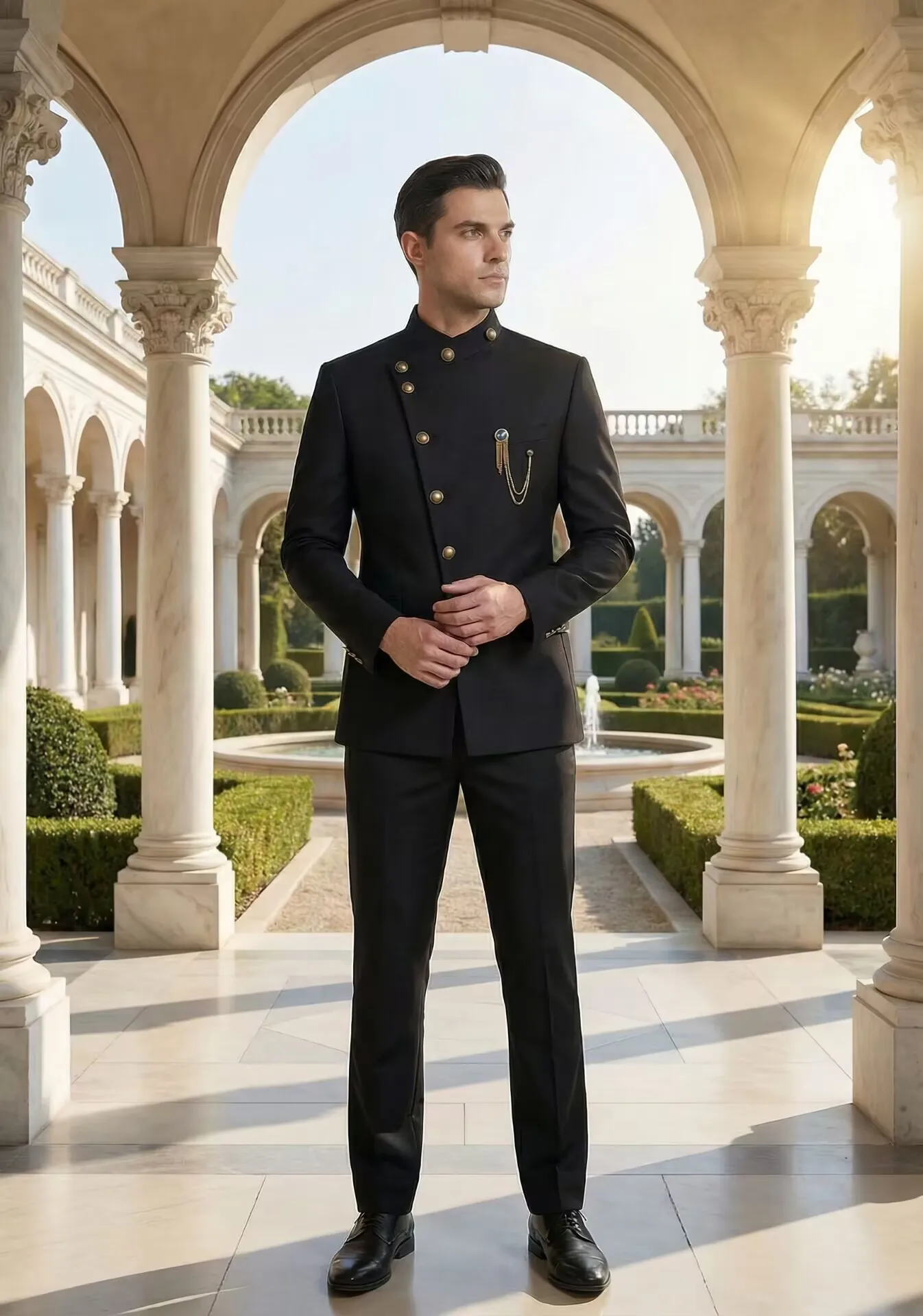 

Formal Elegant Men's Suits 2 Piece Set New Design Black Slim Fit Wedding Suits Groomsmen Party Tuxedo costumes homme