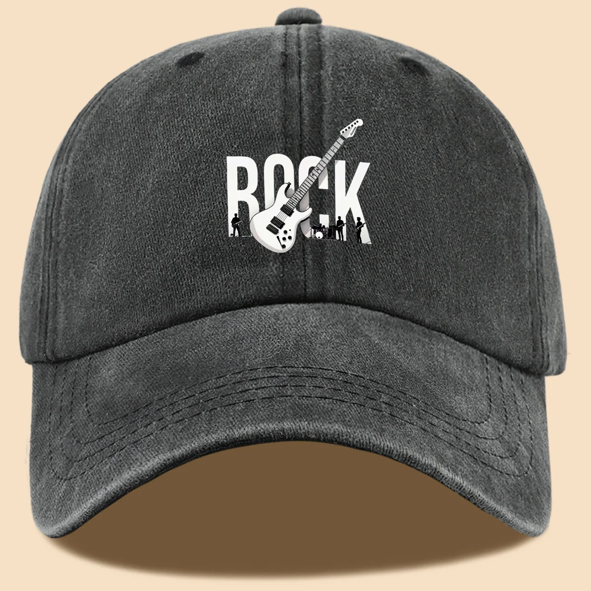1pc Rock Theme Electric Guitar Print Baseball Cap, Trendy Individual Pattern Fashion Street Style Unisex Adjustable Street Style