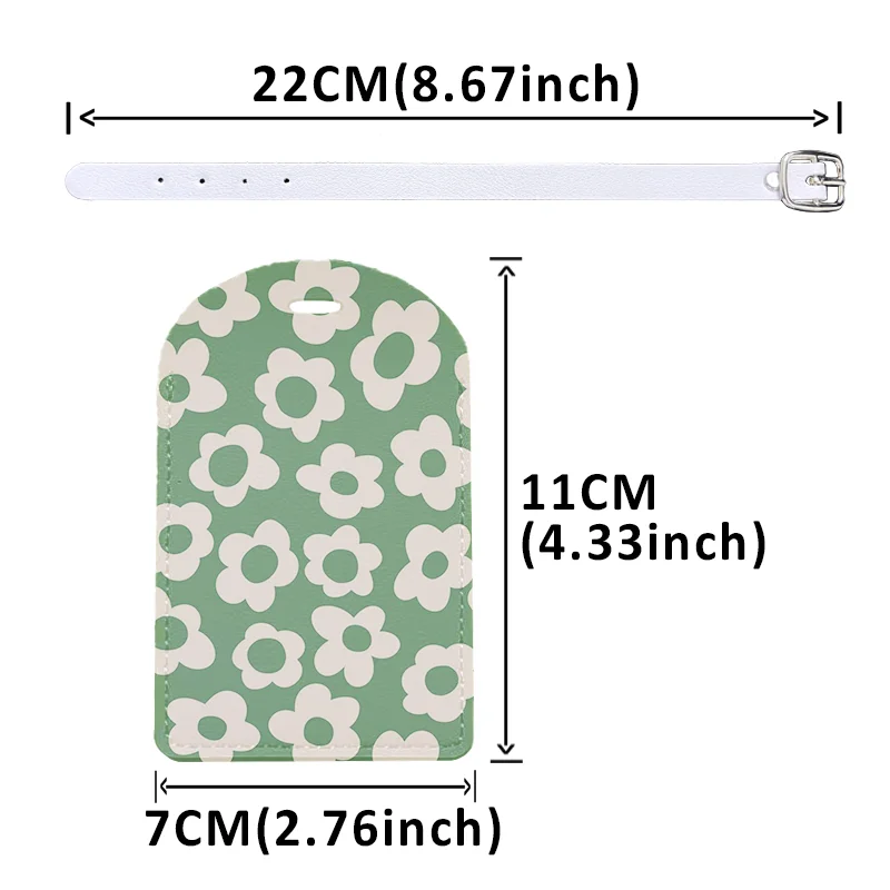 PU Leather Travel Luggage Tags with Privacy Cover for Suitcase Handbags Backpacks Men Women Cute Flower Art Marble Baggage Tags